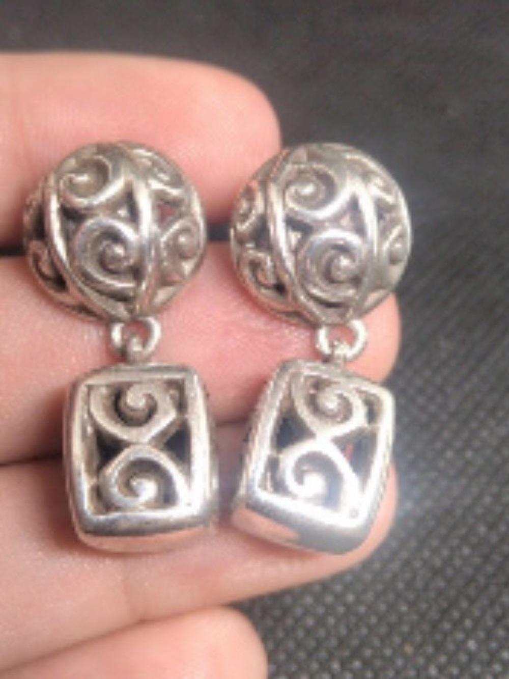 Brighton Silver Filigree Drop Dangle Earrings